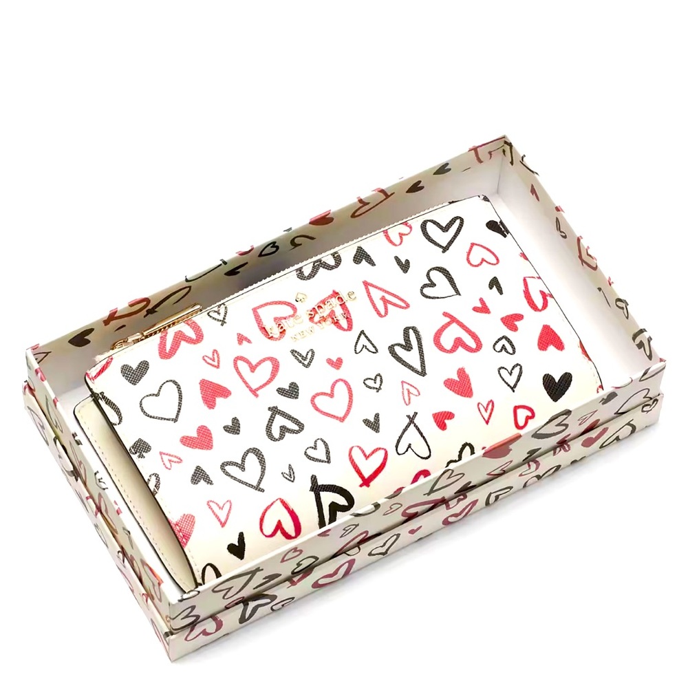 NWT Kate Spade Staci Scribble Heart Boxed Phone Wristlet